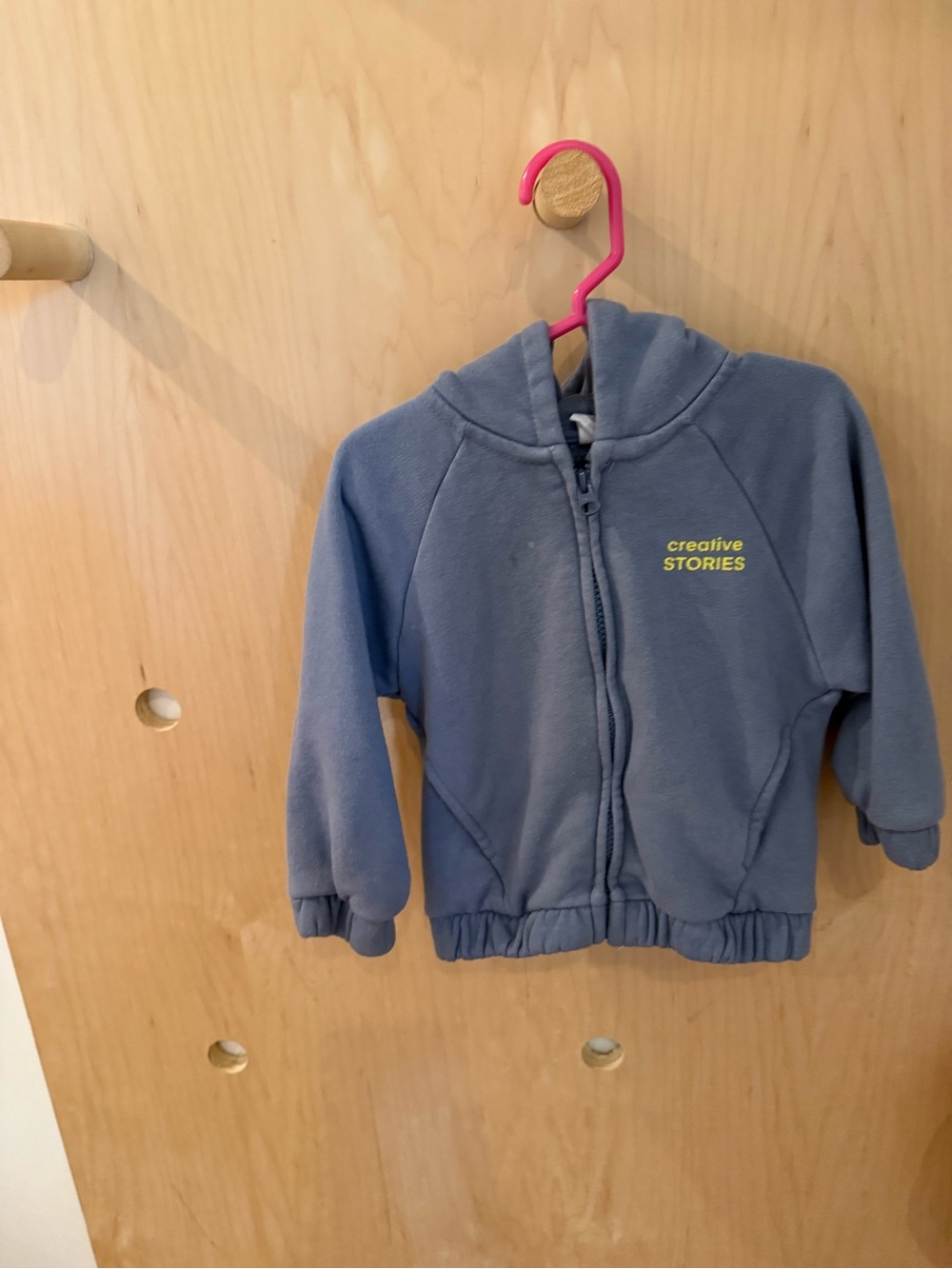 Zara Blue Kids Zip Hoodie with Yellow Logo